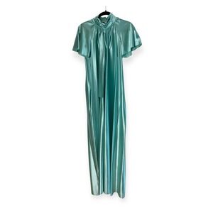 Vintage Long Nightgown "Circa 2000" Color Aqua Sz Small USA Sexy Elegant Gown